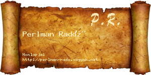 Perlman Radó névjegykártya